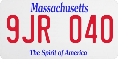 MA license plate 9JR040