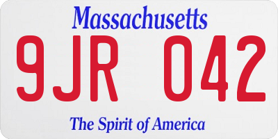 MA license plate 9JR042
