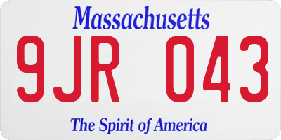 MA license plate 9JR043