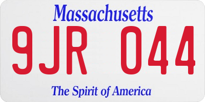 MA license plate 9JR044