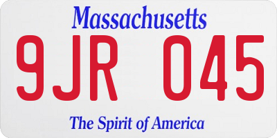 MA license plate 9JR045