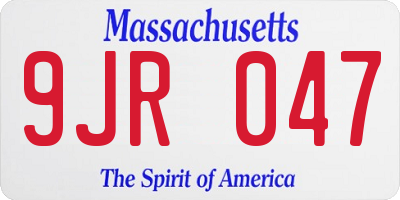 MA license plate 9JR047