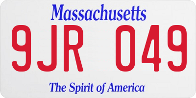 MA license plate 9JR049