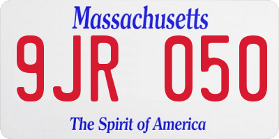 MA license plate 9JR050