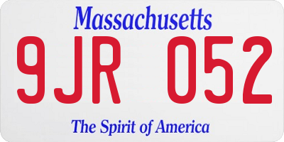 MA license plate 9JR052