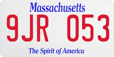 MA license plate 9JR053
