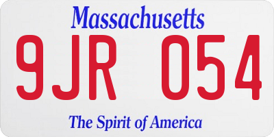 MA license plate 9JR054