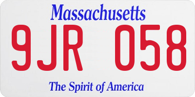 MA license plate 9JR058