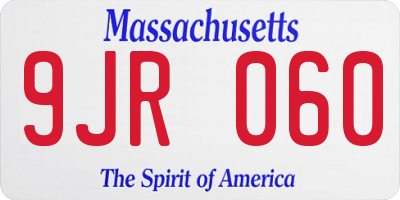 MA license plate 9JR060
