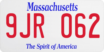 MA license plate 9JR062