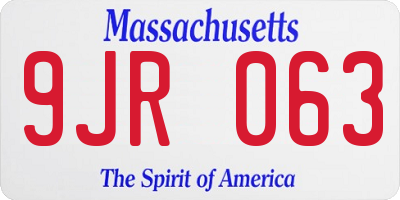 MA license plate 9JR063