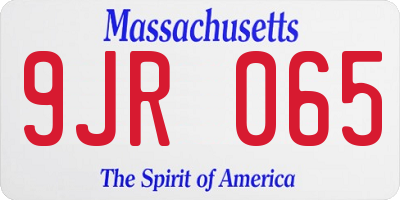 MA license plate 9JR065