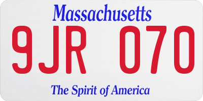 MA license plate 9JR070