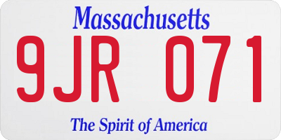 MA license plate 9JR071
