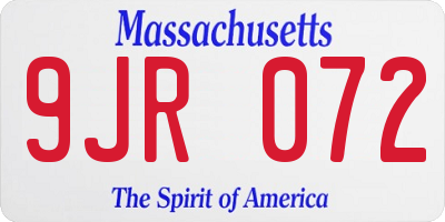 MA license plate 9JR072