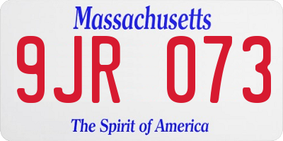 MA license plate 9JR073