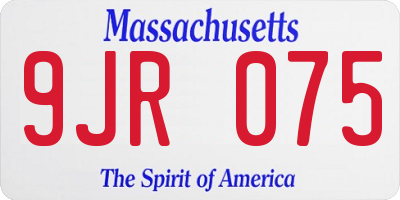 MA license plate 9JR075