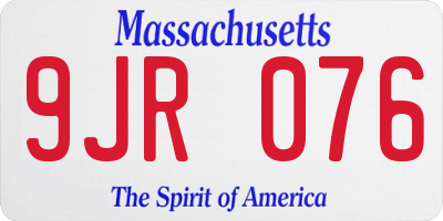 MA license plate 9JR076