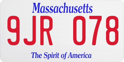 MA license plate 9JR078