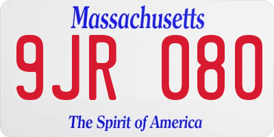 MA license plate 9JR080
