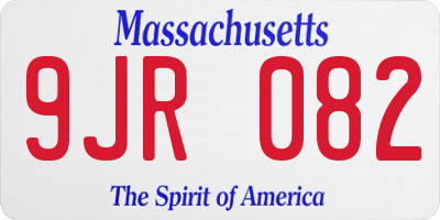 MA license plate 9JR082