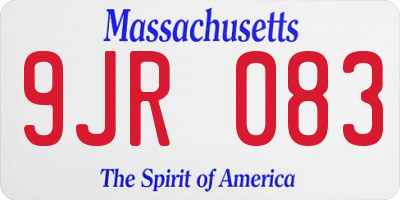 MA license plate 9JR083