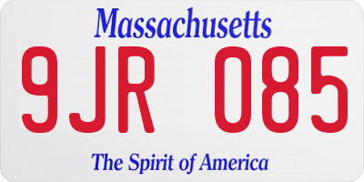 MA license plate 9JR085