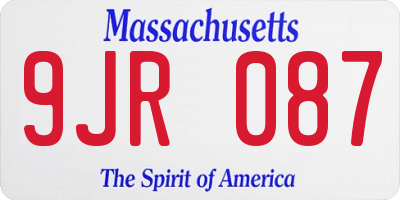 MA license plate 9JR087