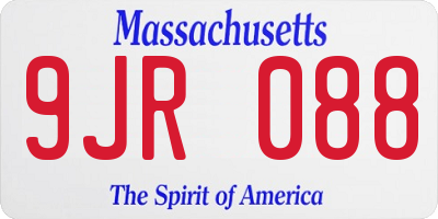 MA license plate 9JR088