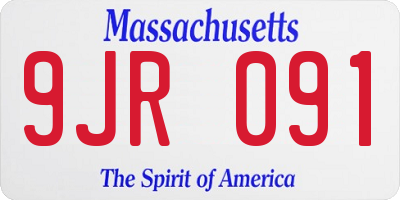 MA license plate 9JR091