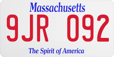 MA license plate 9JR092
