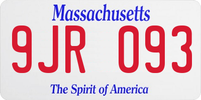 MA license plate 9JR093