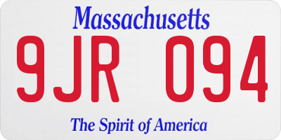 MA license plate 9JR094