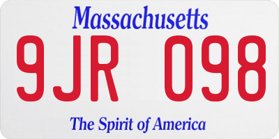 MA license plate 9JR098
