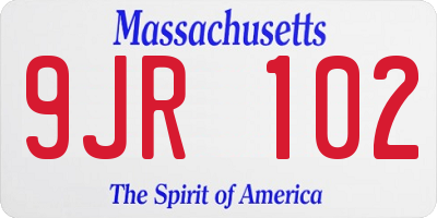 MA license plate 9JR102