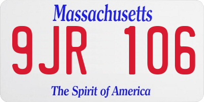 MA license plate 9JR106