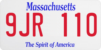 MA license plate 9JR110