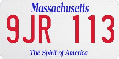 MA license plate 9JR113