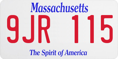 MA license plate 9JR115