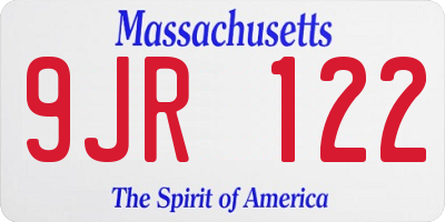 MA license plate 9JR122