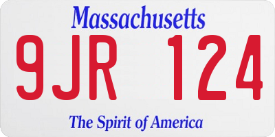 MA license plate 9JR124