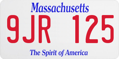 MA license plate 9JR125