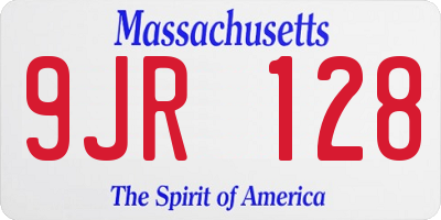 MA license plate 9JR128