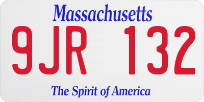 MA license plate 9JR132