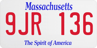 MA license plate 9JR136