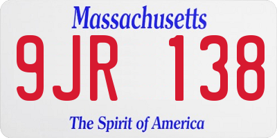 MA license plate 9JR138