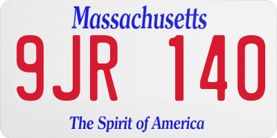 MA license plate 9JR140