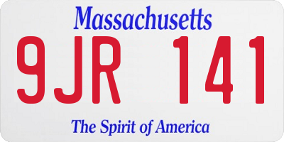 MA license plate 9JR141