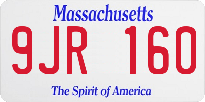 MA license plate 9JR160