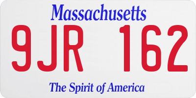 MA license plate 9JR162